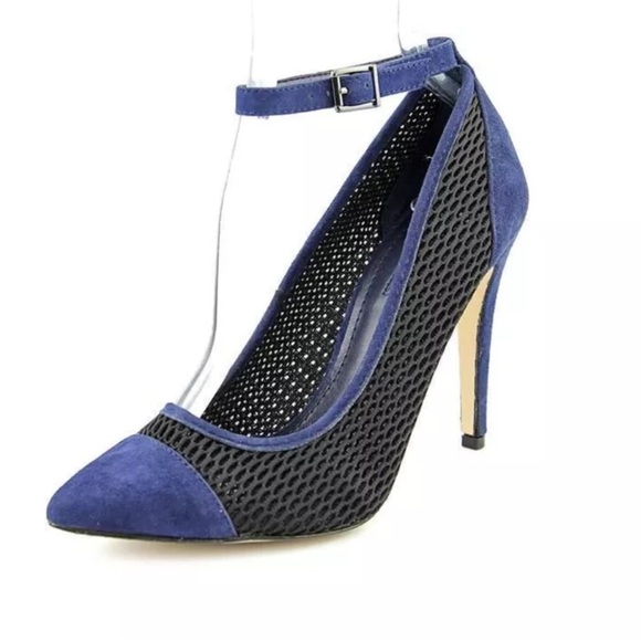 BCBGeneration Cynthia suede mesh pointed toe ankle strap heels pumps Sz 8 - Picture 11 of 12
